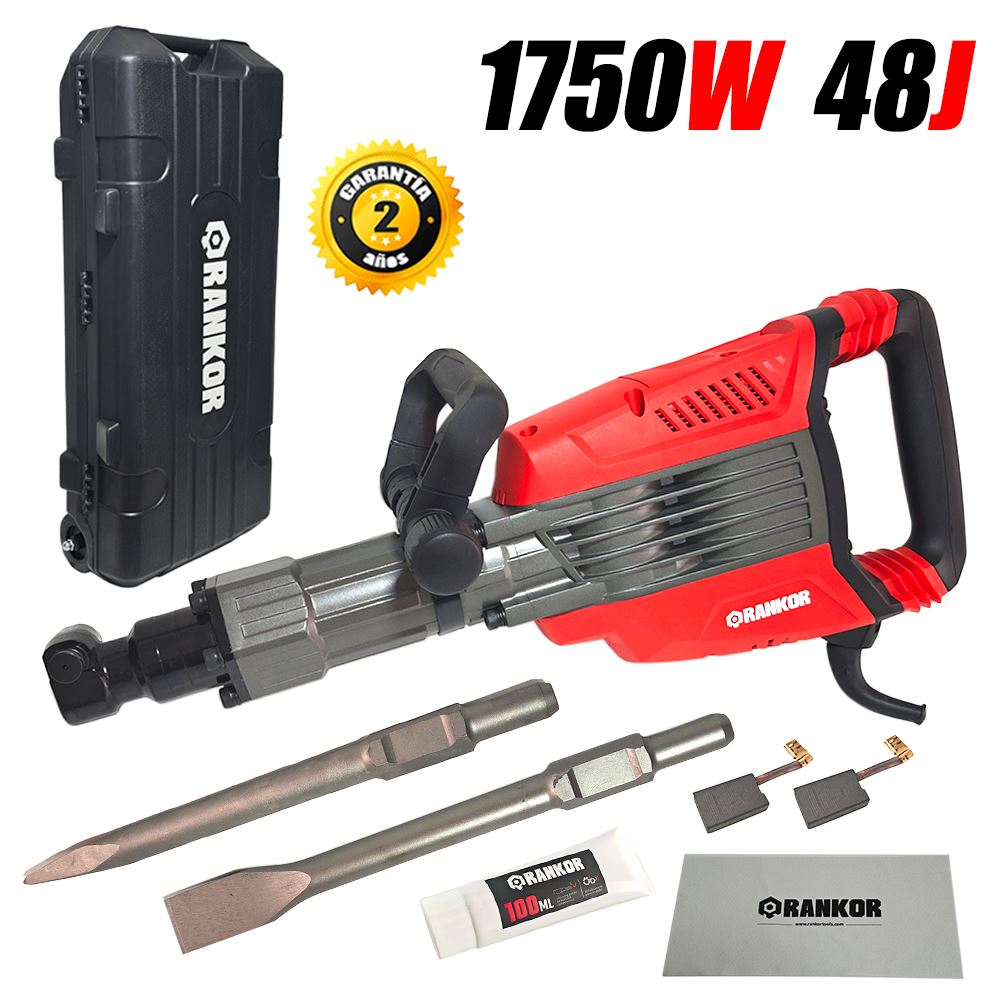 Martillo Demoledor Hexagonal 30mm Industrial Rankor RDB175001 1750W 48J 15kg